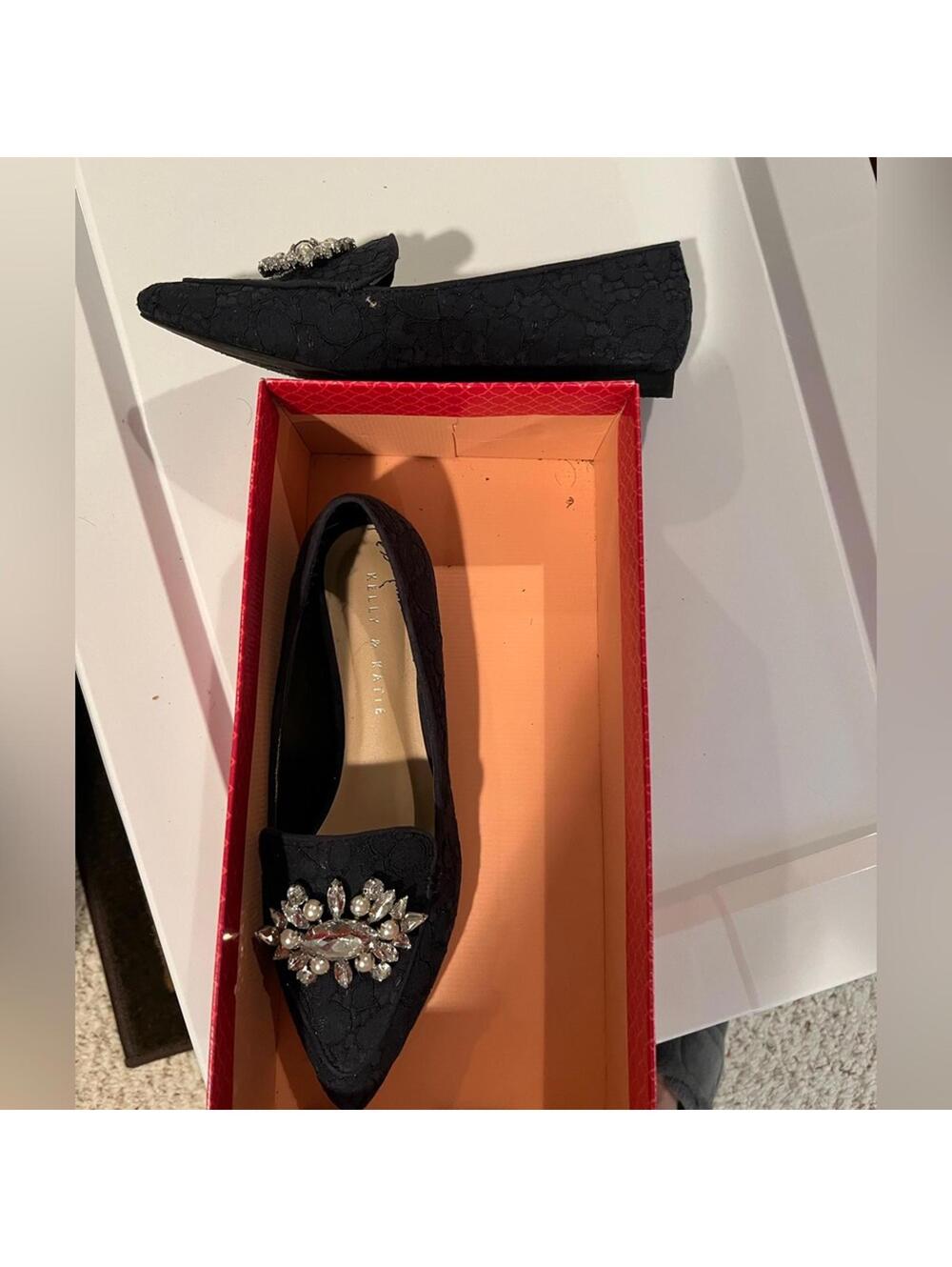 Kelly & Katie Lovelian Navy Crystal Embellished Loafers Sz 6.5 - Picture 2 of 3